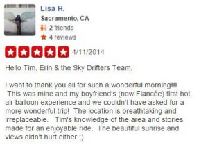 Hot Air Ballooning Yelp Review 2 - Rancho Murieta, CA