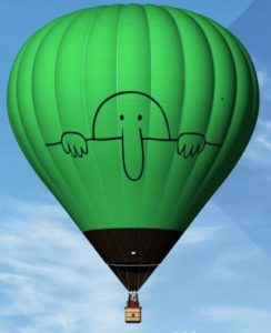 Green hot air balloon